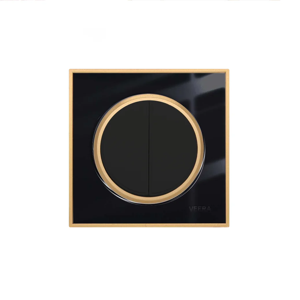 کلید و پریز ویرا مدل آلفا کلاسیک مشکی طلایی - گلس - تصویر 6