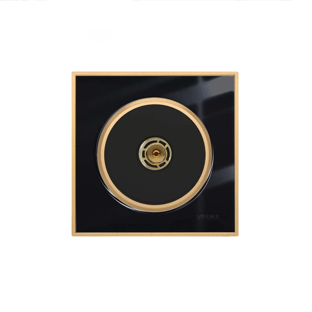 کلید و پریز ویرا مدل آلفا کلاسیک مشکی طلایی - گلس - تصویر 5