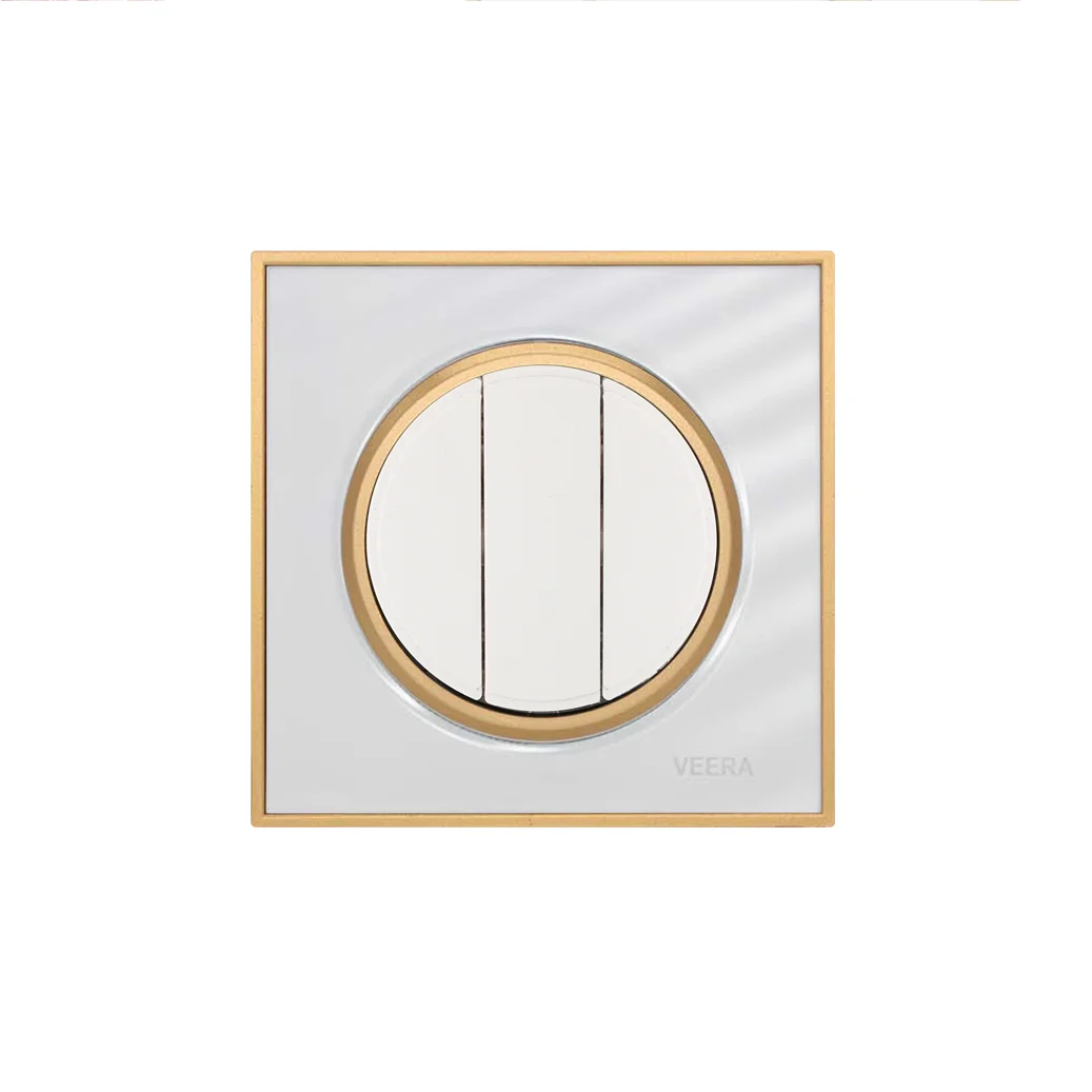 کلید و پریز ویرا مدل آلفا کلاسیک سفید طلایی - گلس - تصویر 3
