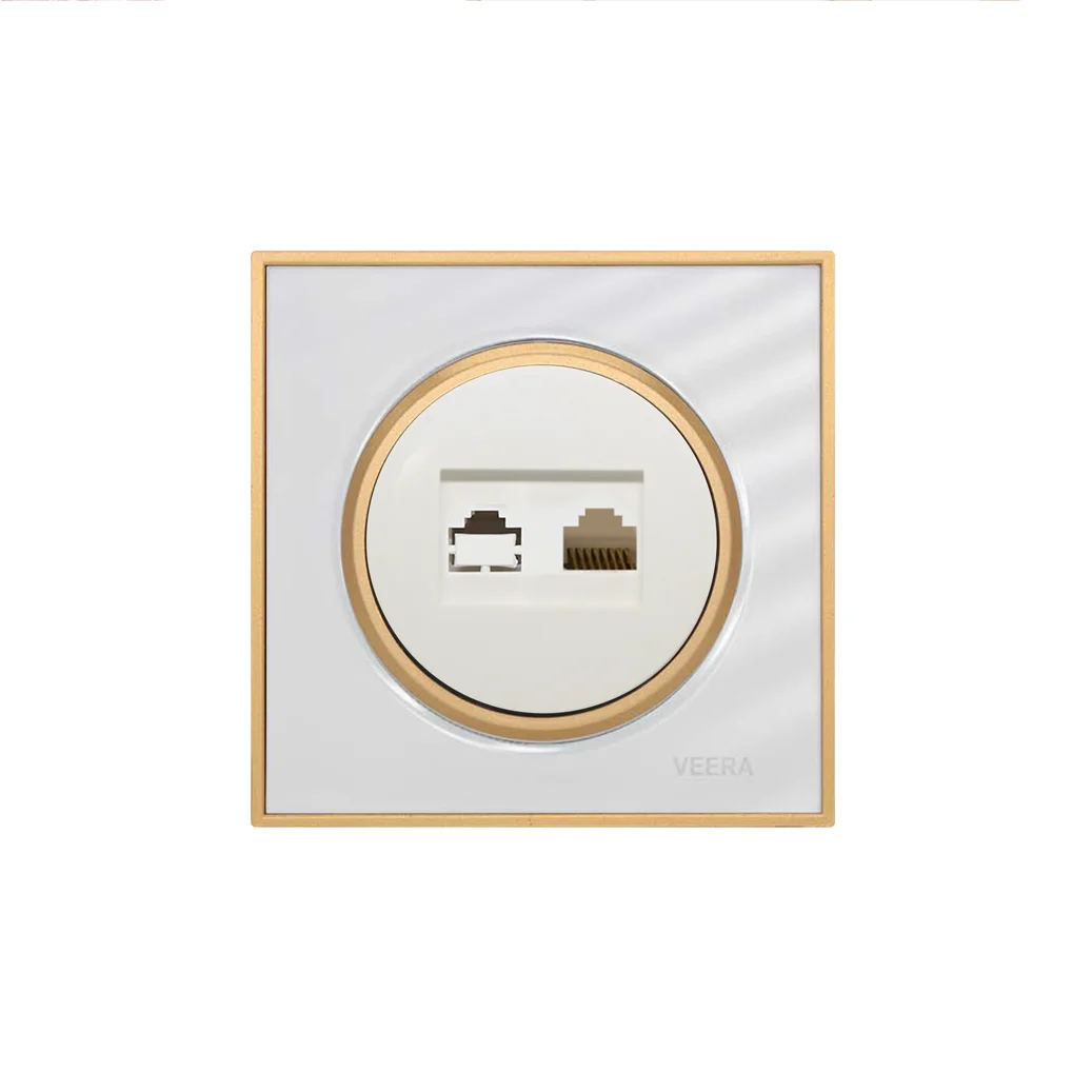 کلید و پریز ویرا مدل آلفا کلاسیک سفید طلایی - گلس - تصویر 4