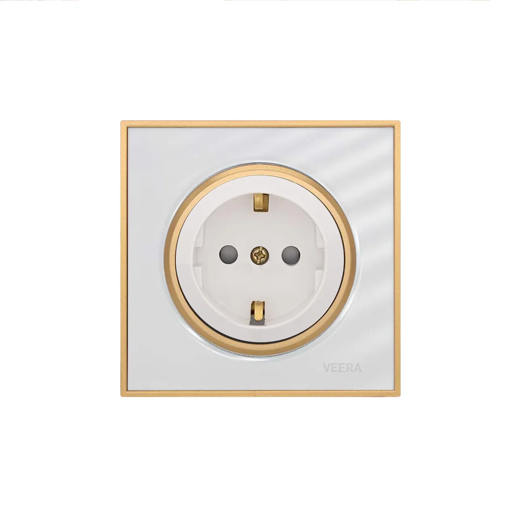 کلید و پریز ویرا مدل آلفا کلاسیک سفید طلایی - گلس - تصویر 5