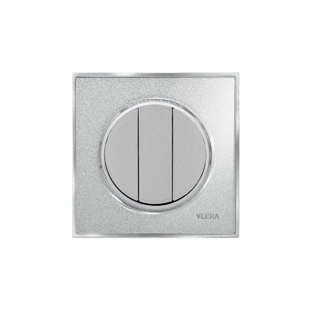 کلید و پریز ویرا مدل آلفا کلاسیک نقره‌ای اکلیلی - گلس - تصویر 2