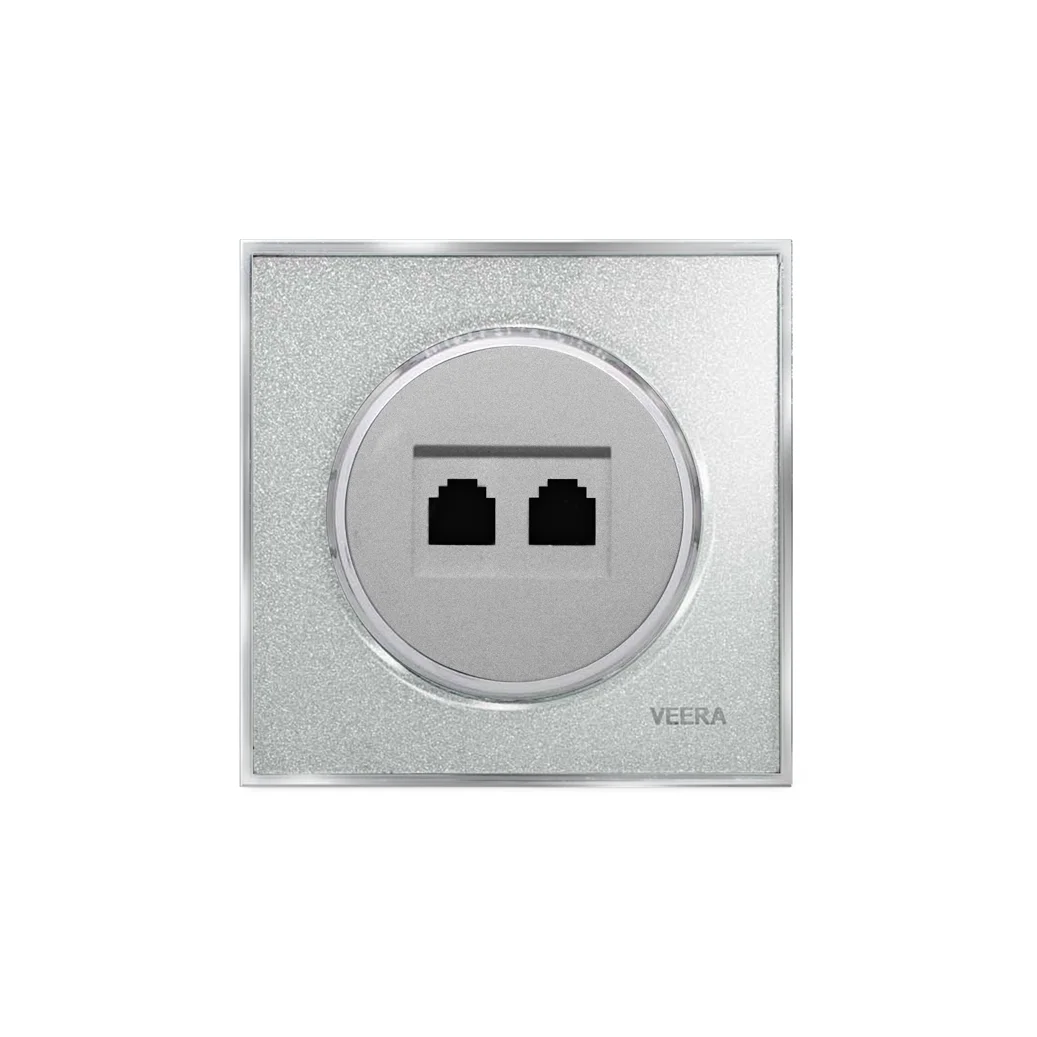 کلید و پریز ویرا مدل آلفا کلاسیک نقره‌ای اکلیلی - گلس - تصویر 7