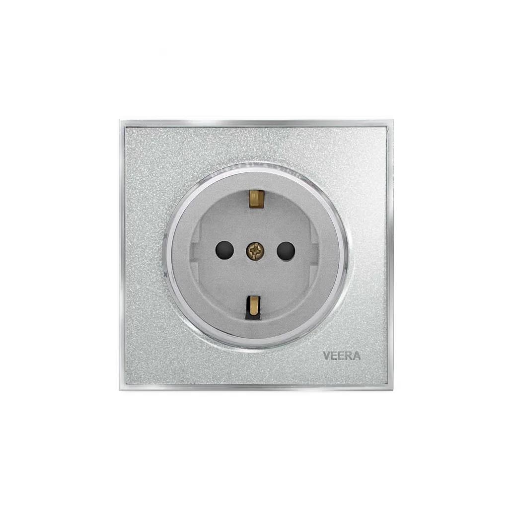 کلید و پریز ویرا مدل آلفا کلاسیک نقره‌ای اکلیلی - گلس - تصویر 3