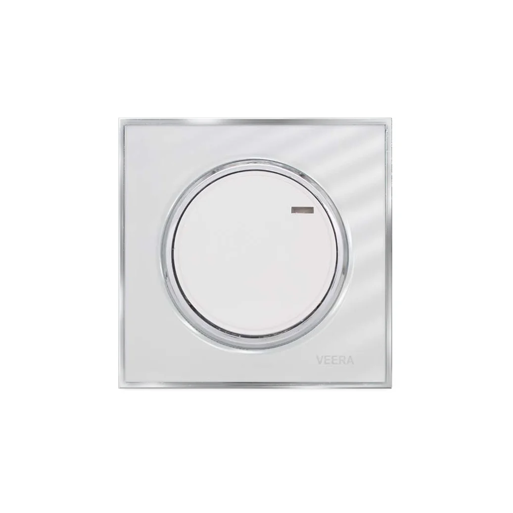 alpha-model-sliver-border-glass-frame-classic-type-white-color-1gang کلید و پریز ویرا مدل آلفا کلاسیک سفید استیل - گلس - تصویر 1