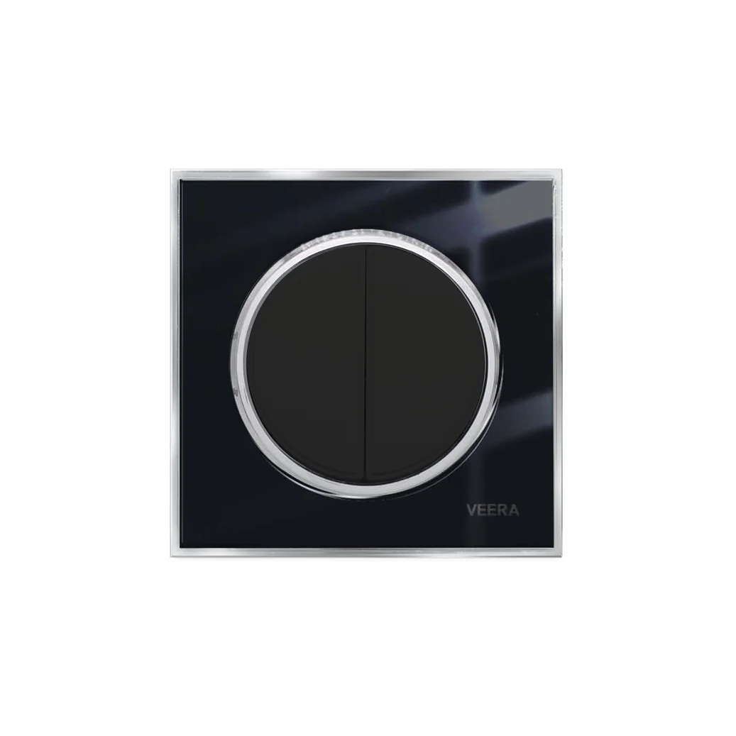 کلید و پریز ویرا مدل آلفا کلاسیک مشکی استیل - گلس - تصویر 2