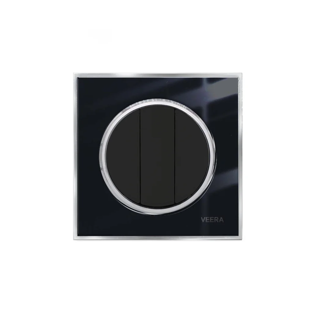 کلید و پریز ویرا مدل آلفا کلاسیک مشکی استیل - گلس - تصویر 3