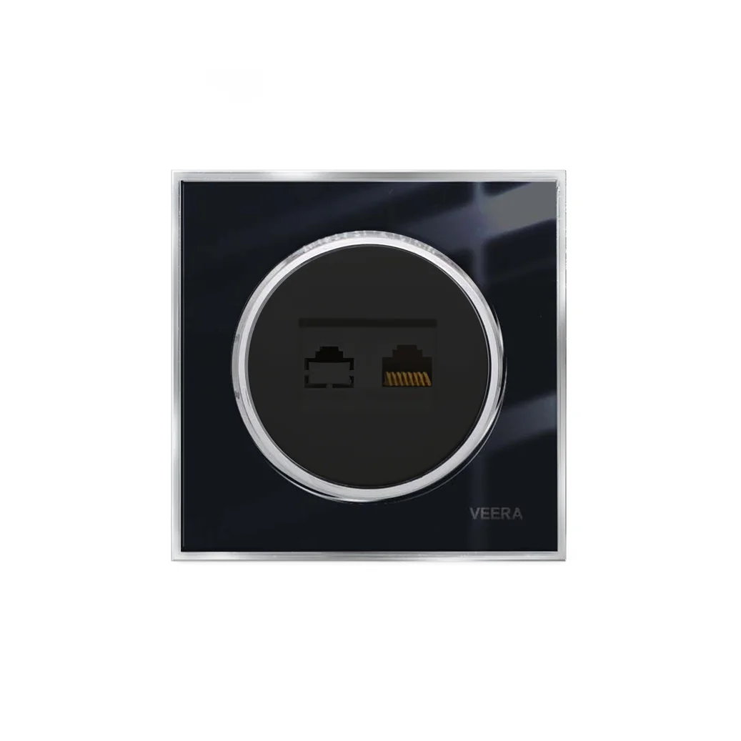 کلید و پریز ویرا مدل آلفا کلاسیک مشکی استیل - گلس - تصویر 4