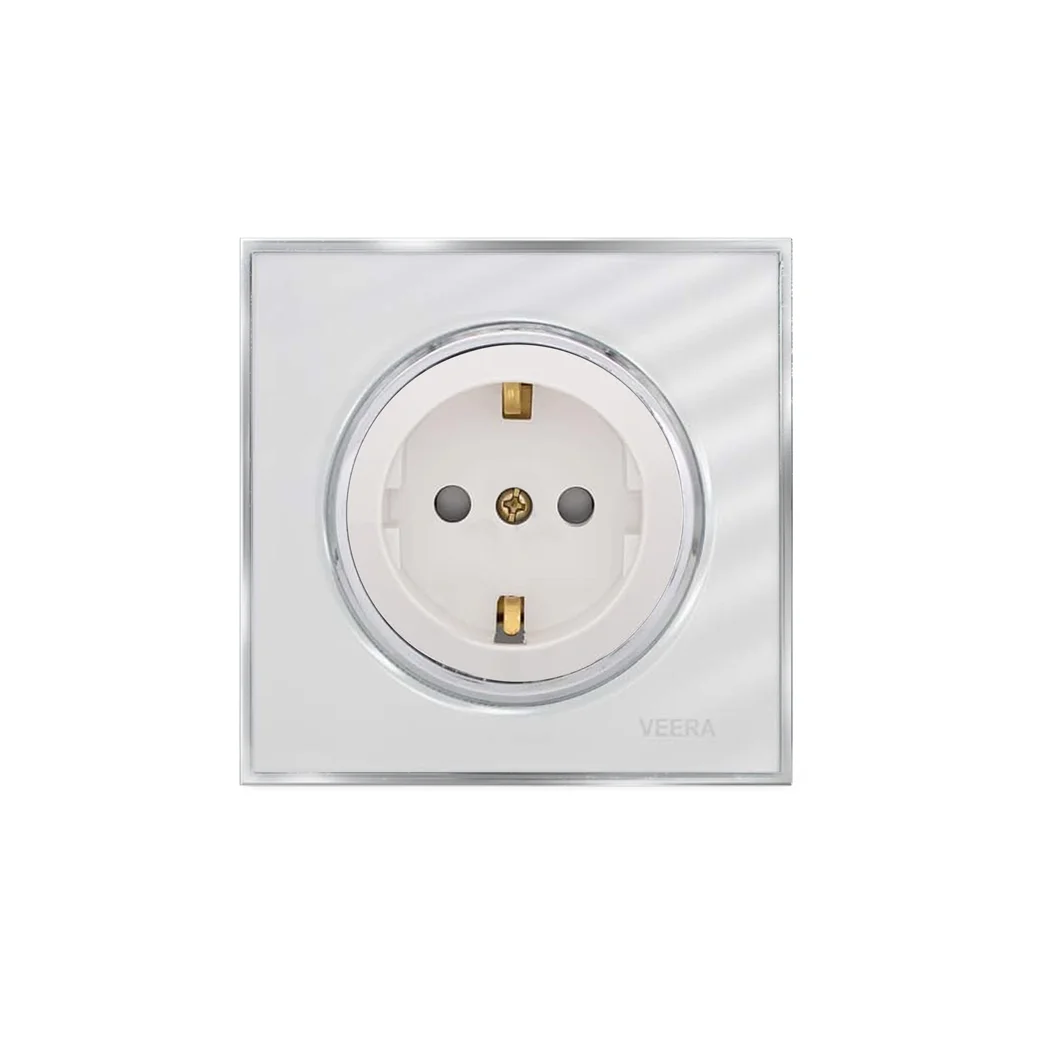 کلید و پریز ویرا مدل آلفا کلاسیک سفید استیل - گلس - تصویر 6