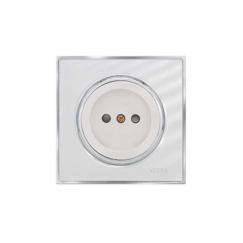 کلید و پریز ویرا مدل آلفا کلاسیک سفید استیل - گلس - تصویر 7